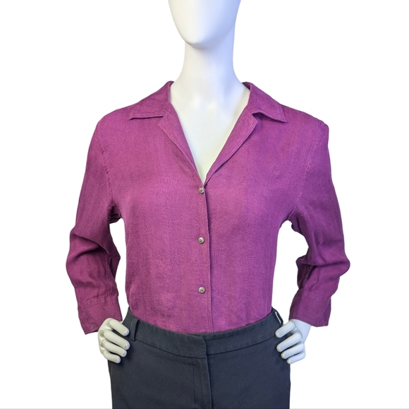 Ralph Lauren Tops - Vintage 100% Linen Lauren Ralph Lauren Herringbone Button Up Shirt, Women's S/M